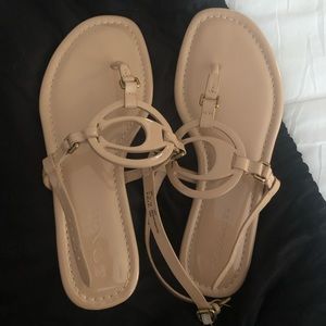 Nude coach sandals